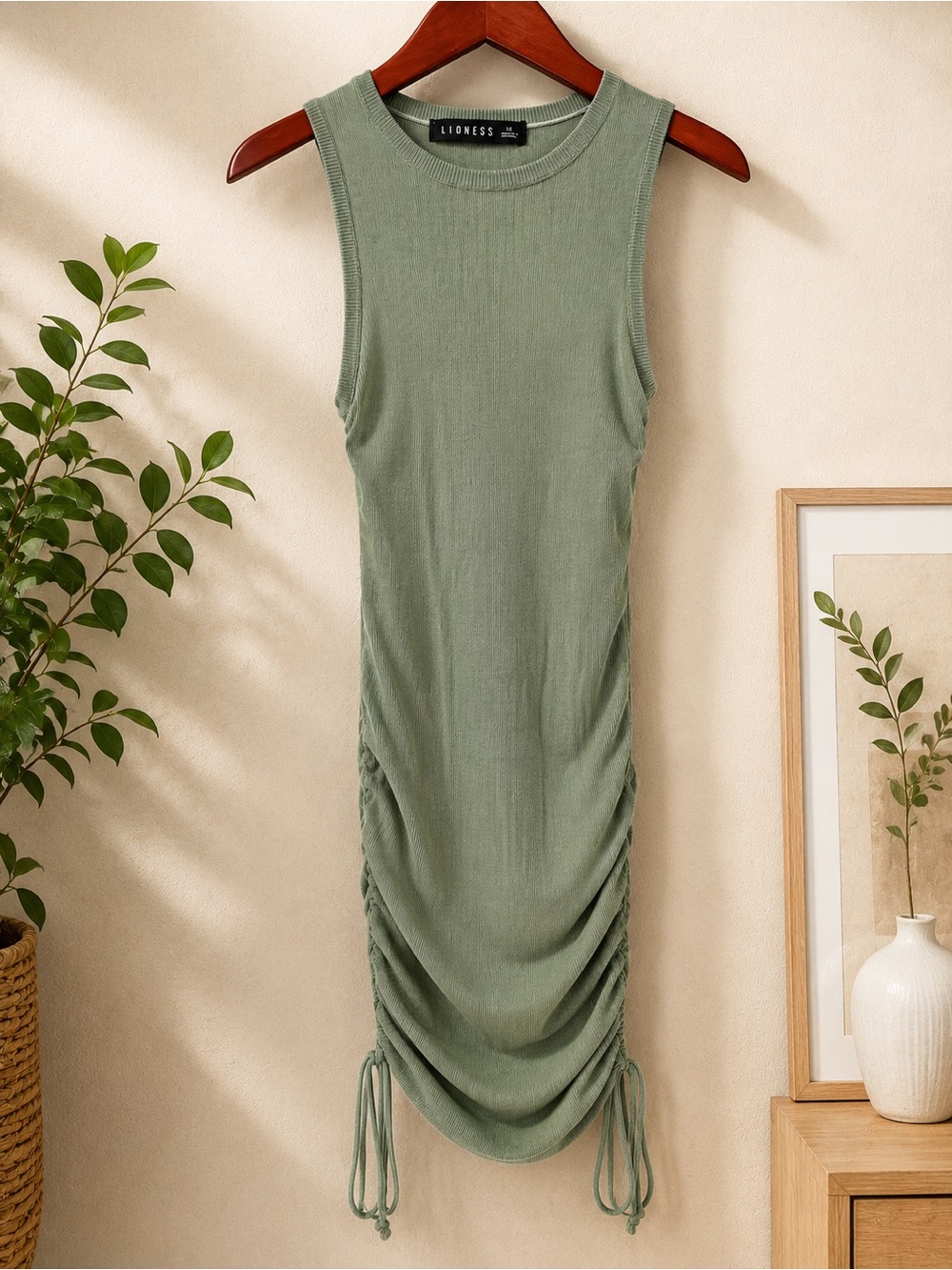 Lioness Military Minds Sage Green Ruched Dress XS